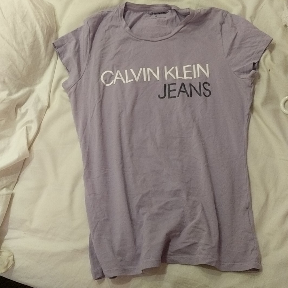 Calvin Klein Jeans logo purple shirt medium